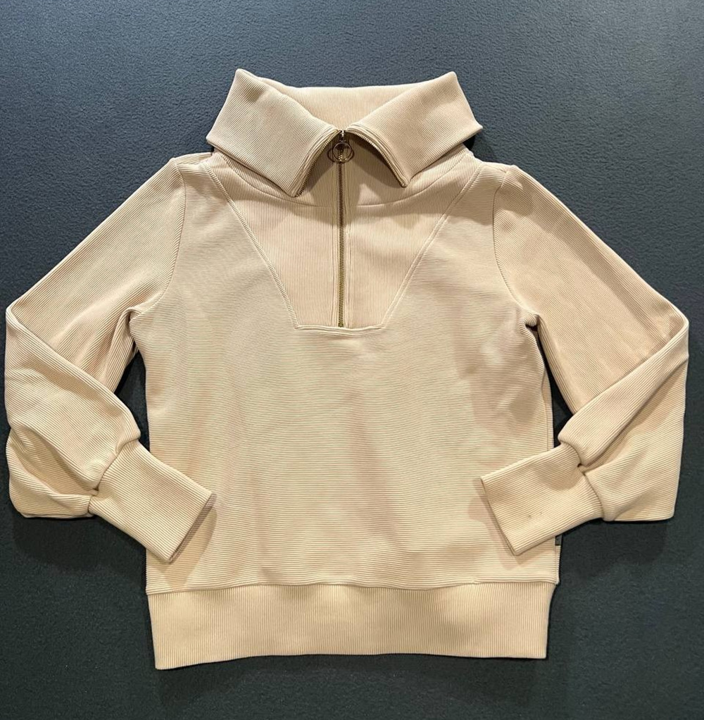 Varley Women’s 1/4 Zip Cream Textured Y2K Sweatshirt Size Medium A010630